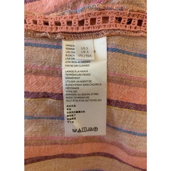 MAEVE By Anthropologie Women's S Small Pink Purple Stripe Button Long Sleeve Top - Picture 13 of 13